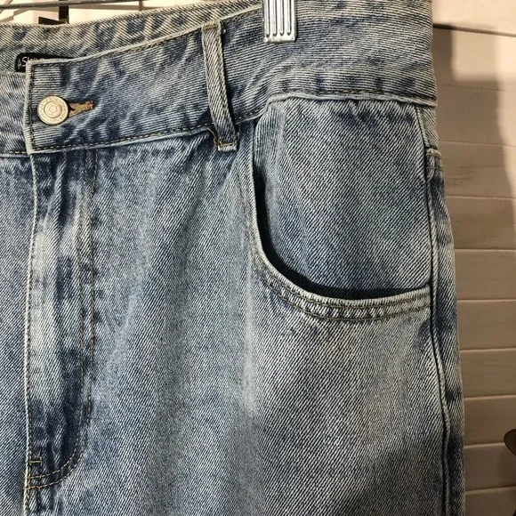 Fashion Nova Y2K Distressed Blue Wide Leg Jeans Plus Size - Picture 6 of 10